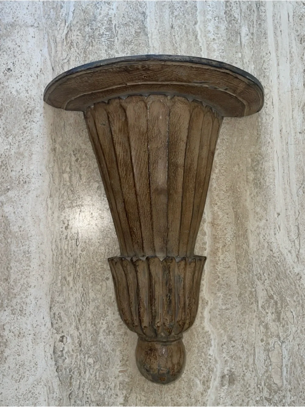 Vtg Oversize Toleware Rustic Wooden Wall Sconce Shelf Display Decor XL Large